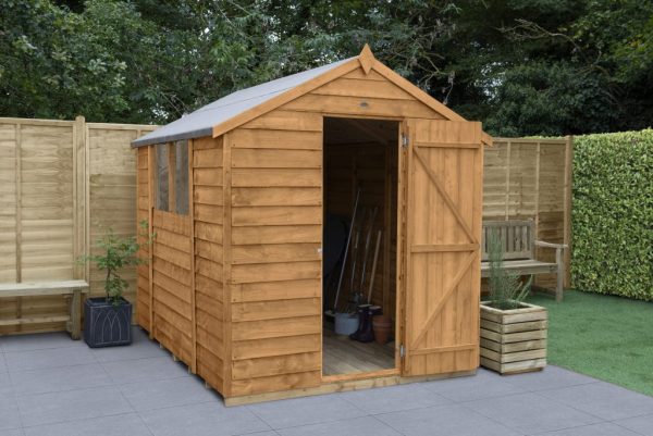 Forest Garden 8 x 6 Overlap Dip Treated Apex Wooden Garden Shed