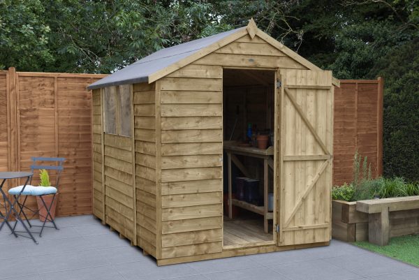 Forest Garden 8 x 6 Overlap Pressure Treated Apex Wooden Garden Shed