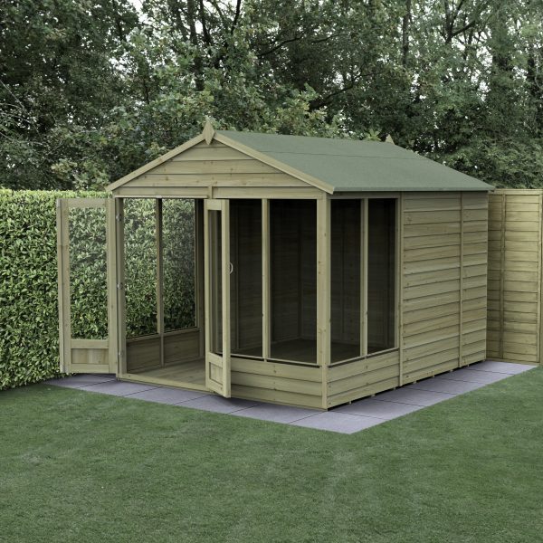 Forest Garden 8x10 4Life Overlap Apex Pressure Treated Summerhouse (Installation Included)