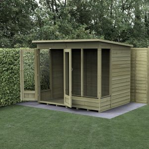 Forest Garden 8x6 4Life Overlap Pent Pressure Treated Summerhouse