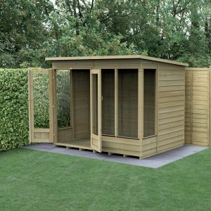 Forest Garden 8x6 4Life Overlap Pent Pressure Treated Summerhouse (Installation Included)