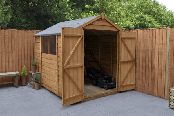 Forest Garden 8x6 Apex Overlap Dipped Wooden Garden Shed With Double Door