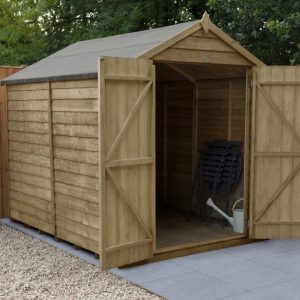 Forest Garden 8x6 Apex Overlap Pressure Treated Wooden Garden Shed with Double Door (No Windows)