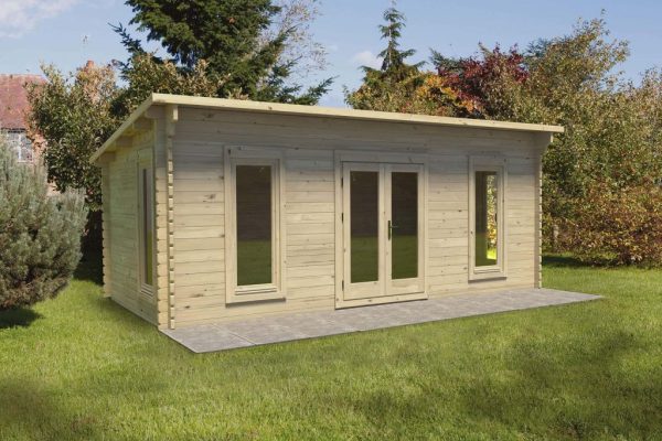 Forest Garden Arley 6.0m x 3.0m Pent Double Glazed Log Cabin (24kg Polyester Felt Without Underlay / Installation Included)