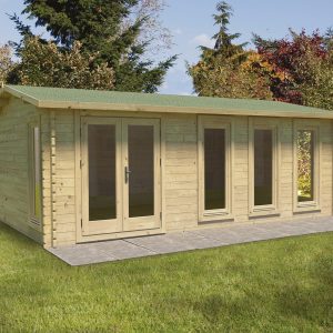 Forest Garden Blakedown 6.0m x 4.0m Apex Double Glazed Log Cabin (24kg Polyester Felt With Underlay)