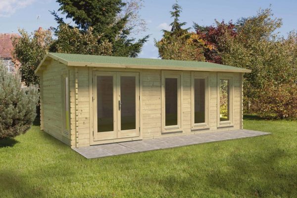 Forest Garden Blakedown 6.0m x 4.0m Apex Double Glazed Log Cabin (24kg Polyester Felt Without Underlay)