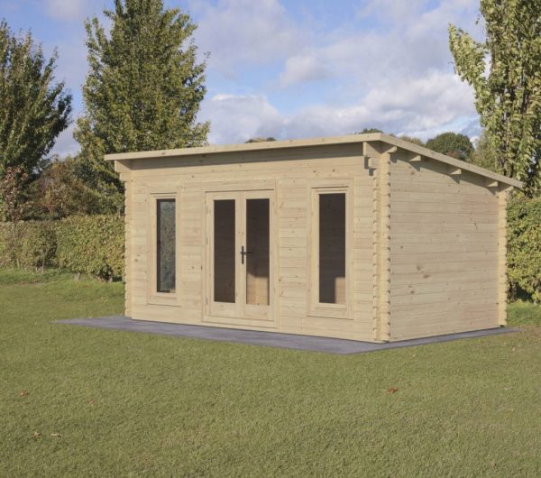 Forest Garden Elmley 5.0m x 3.0m Pent Double Glazed Log Cabin (34kg Polyester Felt With Underlay)