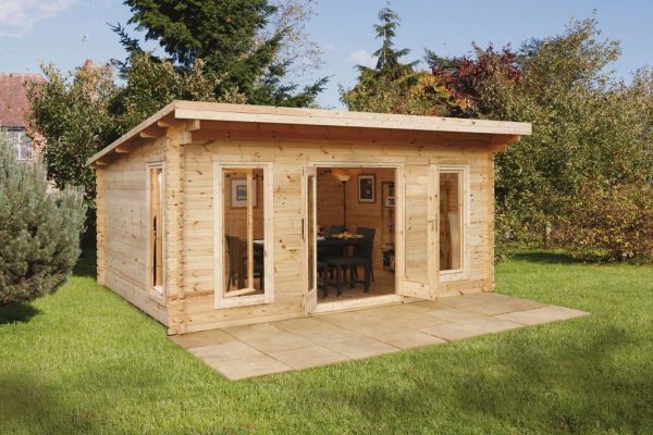 Forest Garden Mendip 5.0m x 4.0m Pent Double Glazed Log Cabin (24kg Polyester Felt With Underlay)