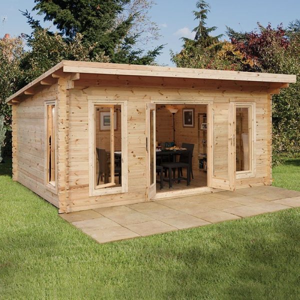 Forest Mendip 5m x 4m Log Cabin Garden Office (45mm)