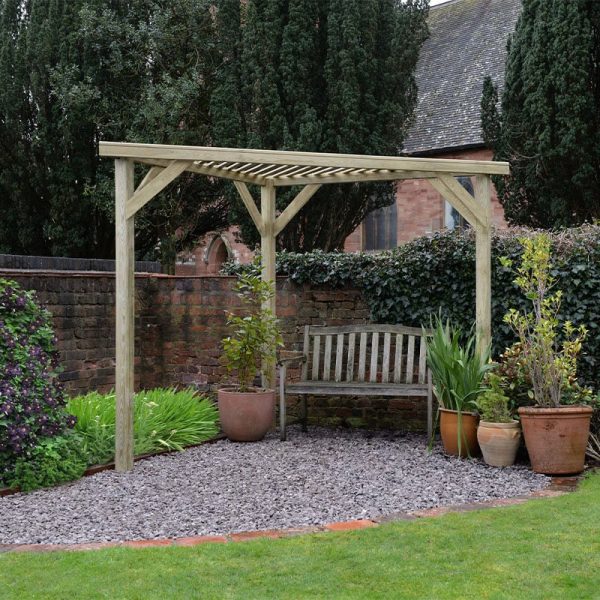 Forest Slatted Wooden Corner Pergola 9'7 x 4'9 (2.9m x 1.5m)