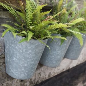 Galvanised metal wall planters - set of 3