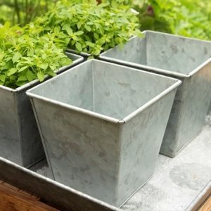 Galvanised square pot