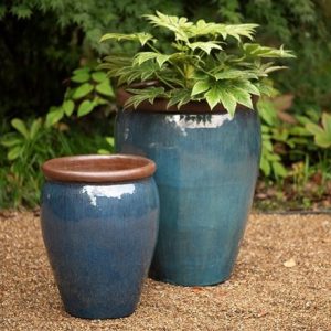 Glazed ceramic pot - jade blue