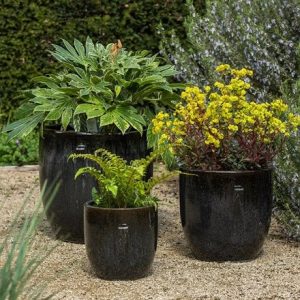 Glazed ceramic pot - misty black