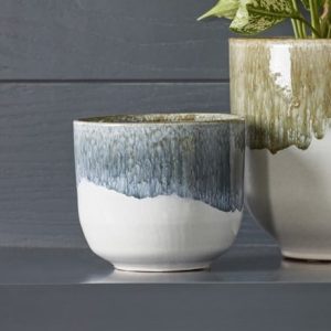 Glazed ombre plant pot - blue & white