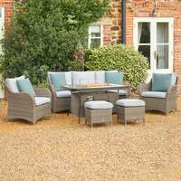 LG Monte Carlo Sand Lounge Garden Furniture Set With Fire Pit Table