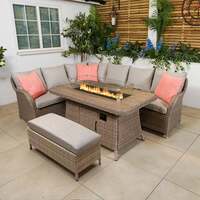 LG Monte Carlo Sand Modular Sofa Set With Fire Pit Table and Reclining Corner