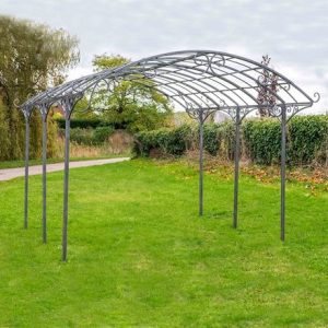 Large metal garden gazebo - charcoal