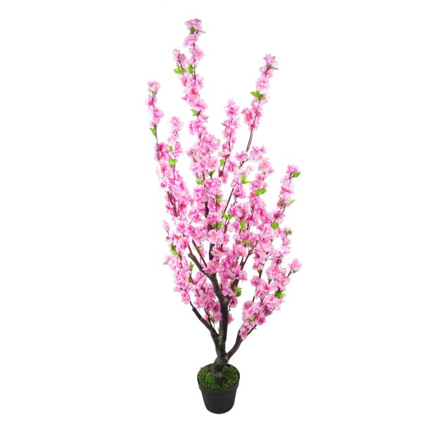 Leaf Design 120cm Realistic Artificial Cherry Blossom Tree Pink Silk Flowers (Potted)