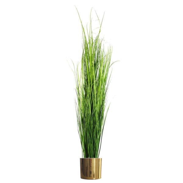 Leaf Design 130cm Artificial Onion Grass Plant with Gold Metal Planter