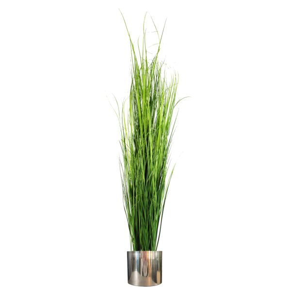 Leaf Design 130cm Artificial Onion Grass Plant with Silver Metal Plater