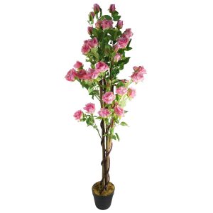 Leaf Design 150cm Artificial Pink Rose Tree