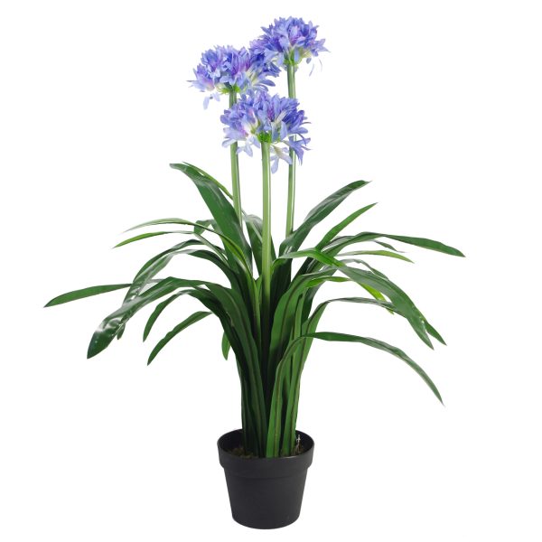 Leaf Design 90cm Premium Artificial Agapanthus with Pot (Blue)