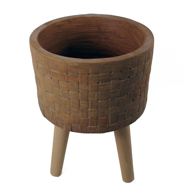 Leaf Design Woven Effect Composite Planter with Stand