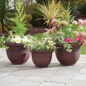 Pack Of 3 Brown Antique Planters