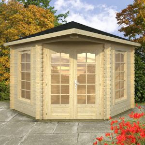 Palmako Malvern 3m x 3m Corner Log Cabin Summer House (28mm)