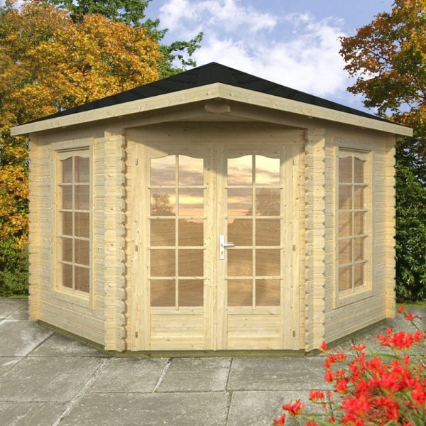 Palmako Malvern 3m x 3m Corner Log Cabin Summerhouse (28mm)