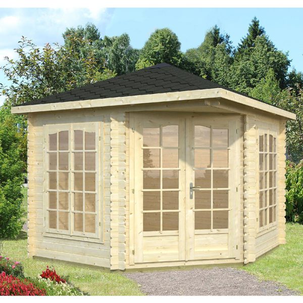 Palmako Melanie 2.8m x 2.8m Corner Log Cabin Summerhouse (28mm)