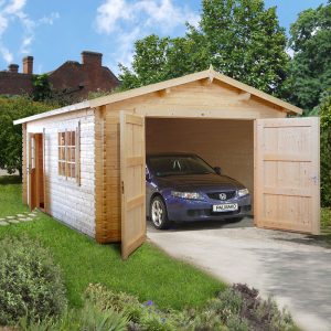 Palmako Roger 3.6m x 5.5m Log Cabin Single Garage (44mm) - Double Doors