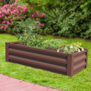 Panacea Metal Raised Garden Planter with Liner (Timber Brown)