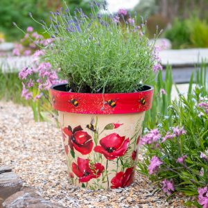 Poppies & Bees 38Cm Pot Set Of 2