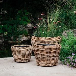 Round chunky rattan large plant pot