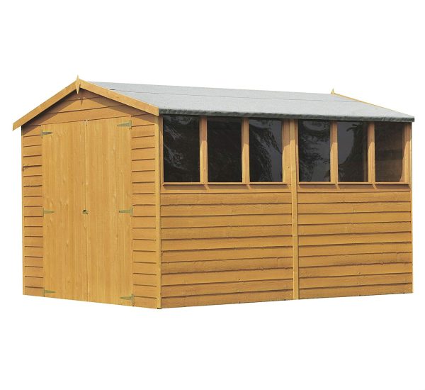 Shire 10 x 6 Overlap Double Door Dip Treated Garden Shed