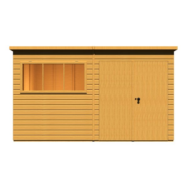 Shire 12x8 Ranger Shiplap Pent Double Door Dip Treated Garden Shed