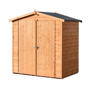 Shire 4x6 Lewis Overlap Reverse Apex Double Door Dip Treated Garden Shed