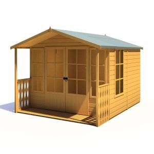 Shire 8x10 Delmora Shiplap Dip Treated Apex Summerhouse with Veranda