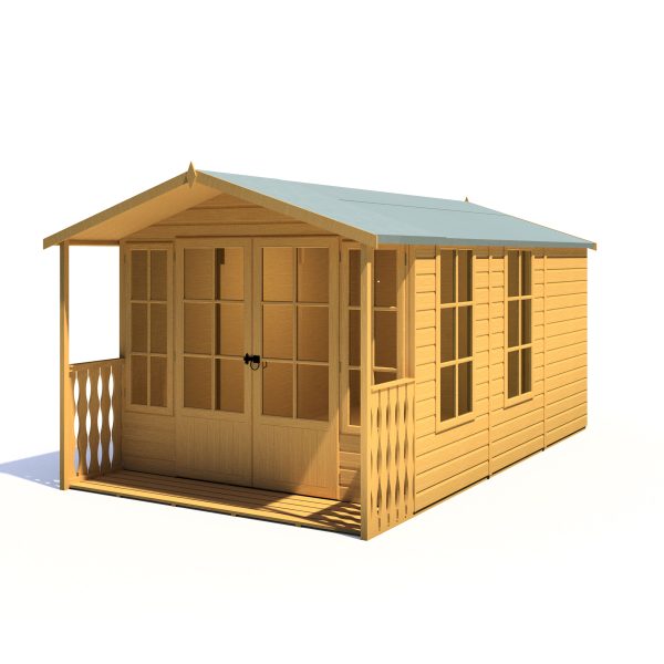 Shire 8x14 Delmora Shiplap Dip Treated Apex Summerhouse with Veranda