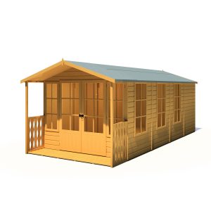 Shire 8x18 Delmora Shiplap Dip Treated Apex Summerhouse with Veranda