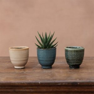 Small glazed plant pot - set of 3