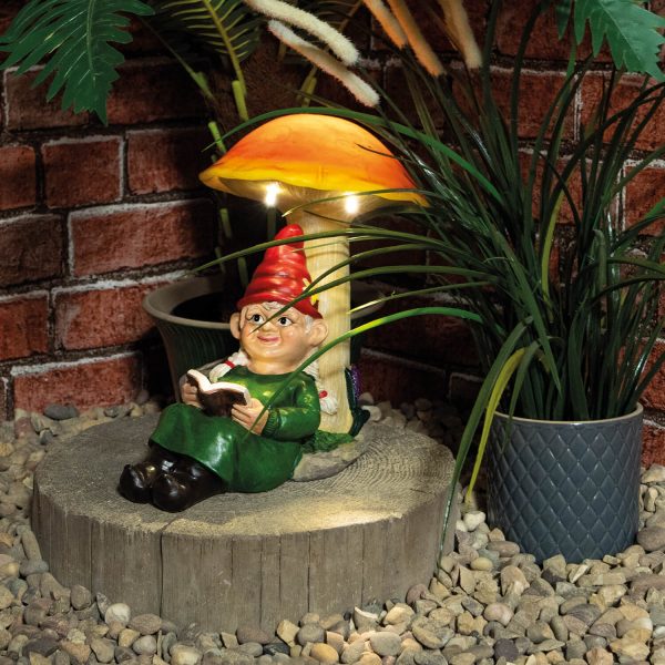 St Helens Home And Garden Female Gnome Under Light Up Mushroom