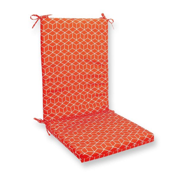 Sun Lounger Cushion Pad, Terracotta, Geometric Pattern, Water-resistant for Outdoor Use