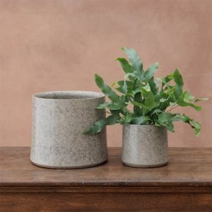 Textured crackle glaze plant pot - grey