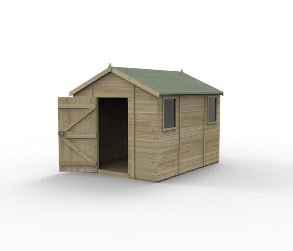 Timberdale 10x8 Tongue and Groove Pressure Treated Apex Wooden Garden Shed (2 Windows / Installation Included)