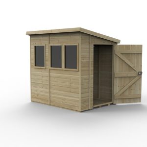 Timberdale 7x5 Tongue and Groove Pressure Treated Pent Wooden Garden Shed (3 Windows)