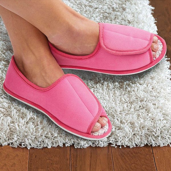 Touch Fasten Slippers M (UK Size 5-6) in Rose