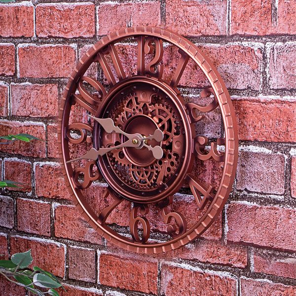 Vintage Open Face Outdoor Clock Bronze